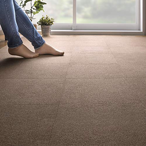 【日本製 撥水 消臭 洗える】サンコー ずれない タイルカーペット 30×30cm ブラウン 100枚 フラットタイプ おくだけ吸着 ジ 送料無料