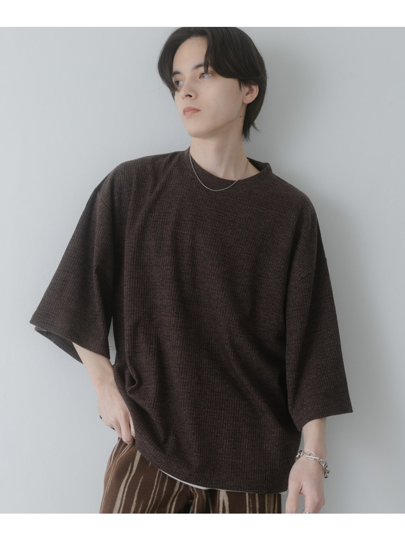 ソフトワッフルエクストラルーズTシャツ SENSE OF PLACE センス オブ プレイス トップス カットソー・Tシャツ ブラウン ベージュ グレー【送料無料】[ Fashion]