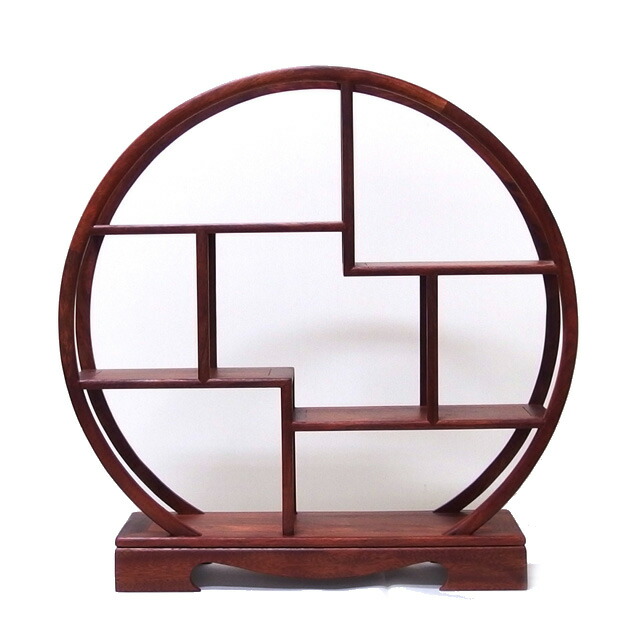 月洞門型 木製 収納家具 シノワズリ 赤銅色(茶)【未当て嵌める品】【貨物輸送無料！】【代引っ張ること委員会無料！】【中古】【20260427】