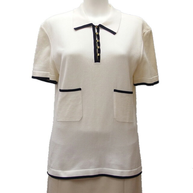 カ*ル様 CHANEL 半袖ポロシャツ ホワイト 38