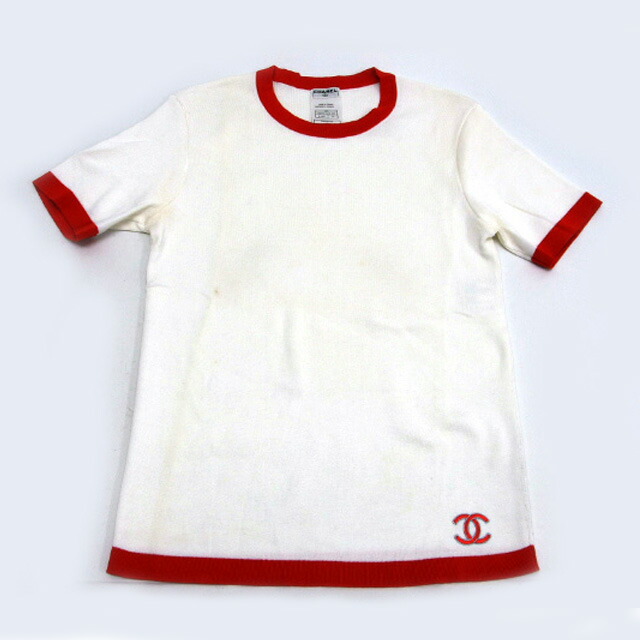 【大人可愛いリボン柄♪】CHANEL CCロゴ Tシャツ ホワイト 25P Chanel White T Shirt Size 36 With Rhinestones CC logo | eBay