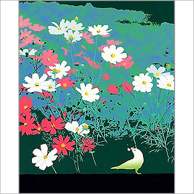 【無料ラッピングサービス有り】 吉岡浩太郎 額縁付きシルクスクリーン(版画) 655×504mm 野辺の花