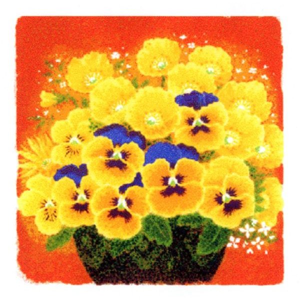 【無料ラッピングサービス有り】 吉岡浩太郎 額縁付きシルクスクリーン（版画） 348×348mm 開運風水 黄色い花 7,603円
