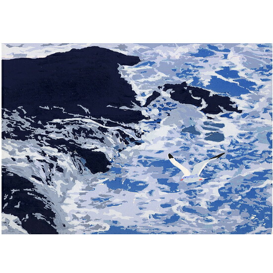 【無料ラッピングサービス有り】 吉岡浩太郎 額縁付きシルクスクリーン(版画) 472×396mm 荒波をこえて
