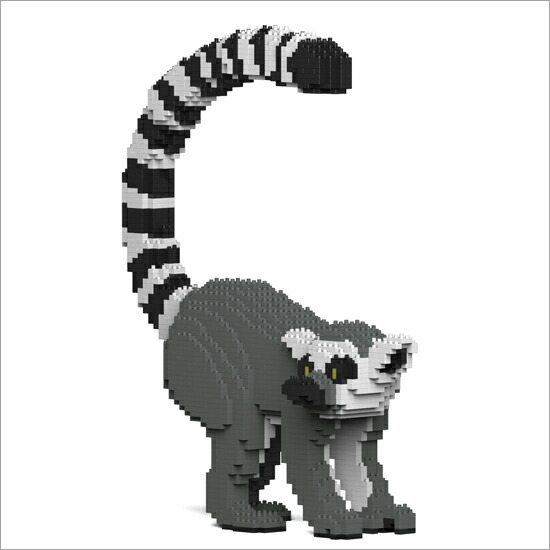 動物の模型 置き物 動物インテリア キツネザル キツネザル ブロック ジェッカブロック 大人向けブロック玩具 Jekca 組立パズル ソプラノ セット ペット 01s Sculptor 立体パズル