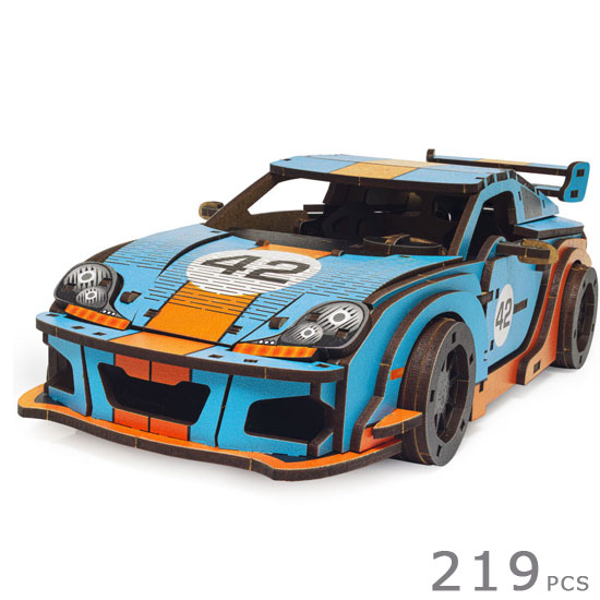 【無料ラッピングサービス有り】<BR>UNIMODELS ユニモデルズ 木製立体パズル<BR>コメットGTS ブルーオレンジ 219ピース 1/18 立体模型 3Dパズル