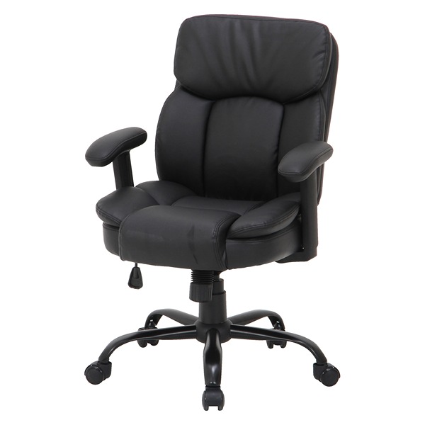 【法人様限定】 マンチェスター PUプレジデントチェアー ブラック W600×D690×H870～950 金属 合成皮革 チェア おしゃれ かっこいい キャスター付き 高さ調整可能 肘掛け付き 書斎 ホームオフィス 不二貿易 オフィス家具
