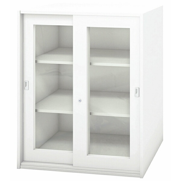 楽天市場】3枚 引違い キャビネット 鍵付き 上置 下置 書庫 スチール