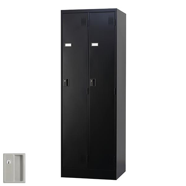 【受注生産品】 2人用スリム ブラック スタンダードロッカー 鍵付き 2人用タイプ シリンダー錠 TLK-S2-MB ロッカー ブラック色 黒色 スチールロッカー スチール製 オフィスロッカー 収納 更衣ロッカー ブラックロッカー 黒ロッカー オフィス家具 【日本製】【送料無料】