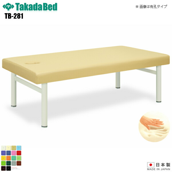 【日本製】【送料無料】 マシュロ 無孔タイプ [TB-281][高田ベッド製作所] 介護ベッド 診察台 ベッド マッサージ台 マッサージベッド 病院 クリニック 医療 介護 診察 診察室 施術 施術ベッド 軒先渡し