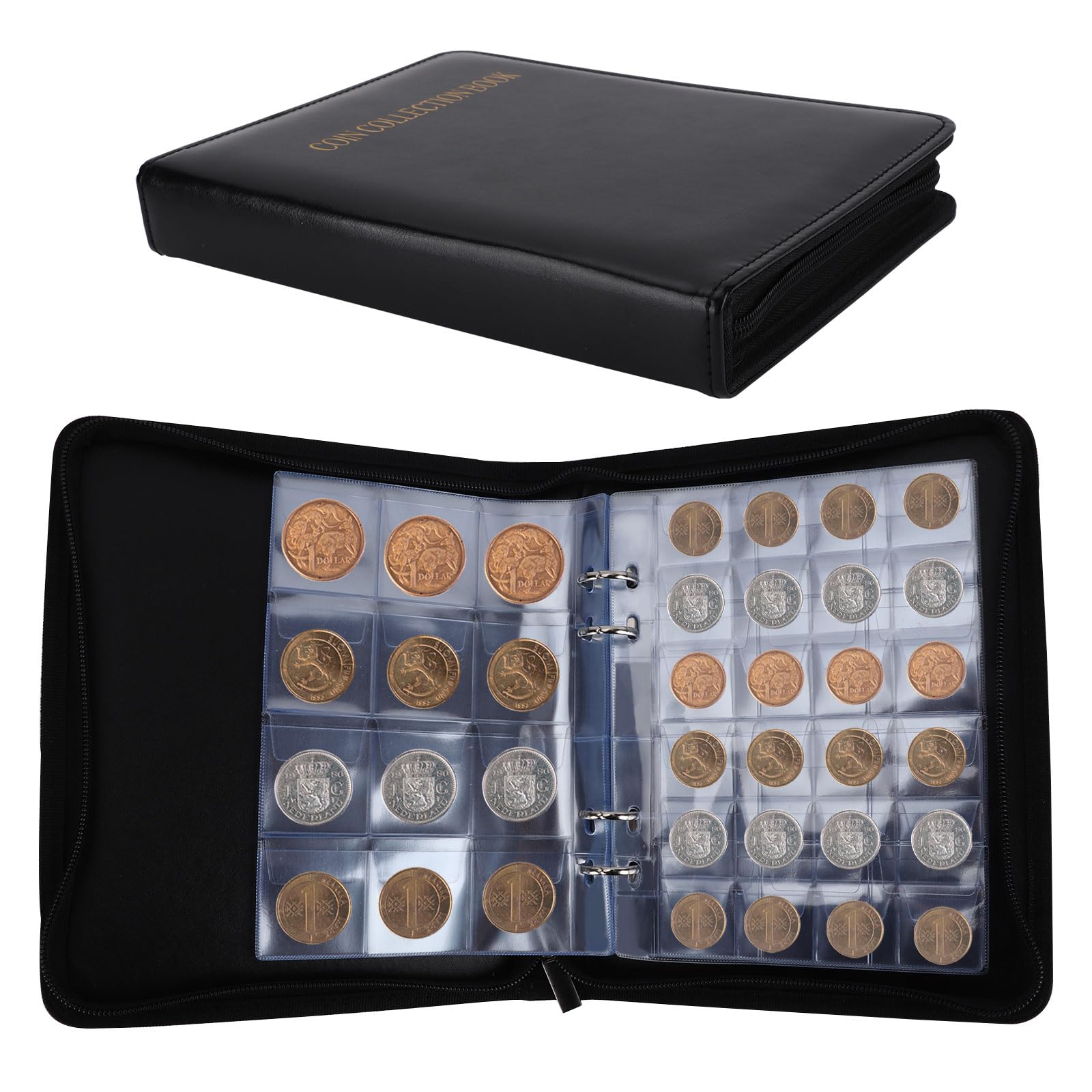 楽天市場】コインアルバム コイン収納 360枚収納可能 バインダー式 ファスナー付き コイン アルバム コレクション ホルダー 収納ファイル コインケース  記念硬貨 古銭 貨 幣 コンパクト ブラック : PS-Direct