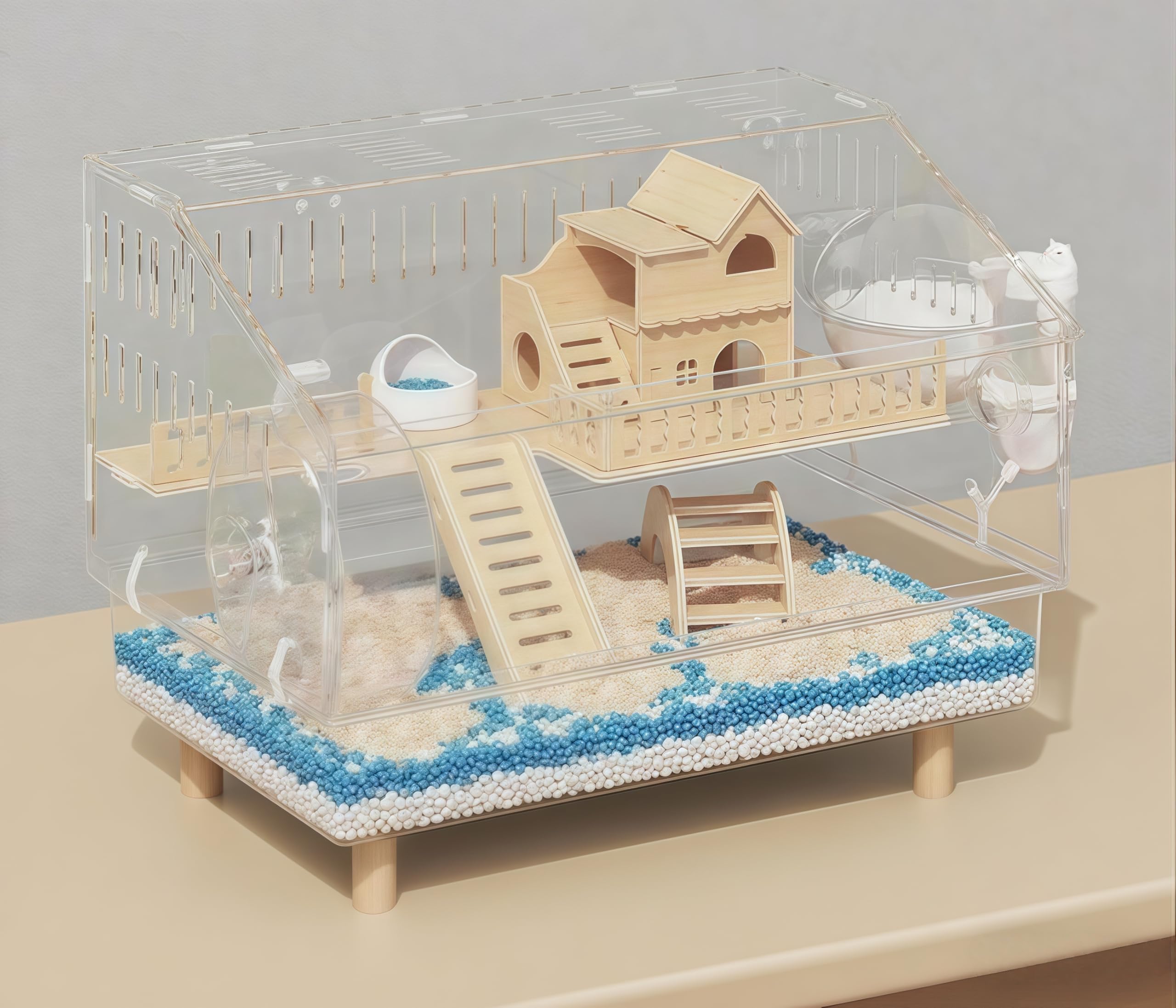 楽天市場】ハムスターケージ 透明 アクリル製 2階建て ハムスター