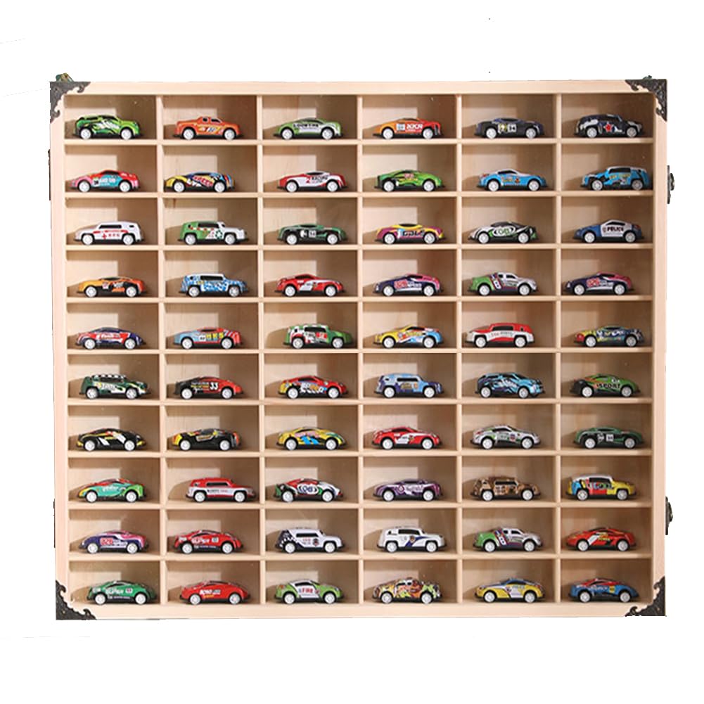 トミカケース 壁掛け用 透明アクリル扉付け 完成品 6×10マス(トミカ 60台 収納可能) ミニカー ケース コレクションケース 高さ51cm 幅58cm 奥行7cm 家庭 収納 ディスプレイ プレゼント ギフト 贈り物 送料無料