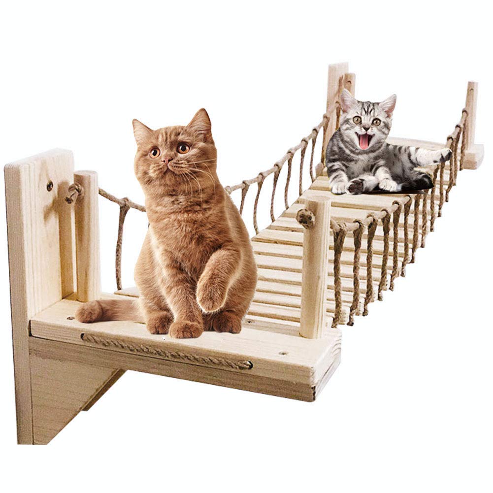 キャットタワー 木製 吊り橋 猫ベッド 遊び場 ストレス解消 運動不足解消 組み立て簡単 安全 お部屋 インテリア 省スペース 頑丈 快適 猫飼い 友人 100cm/120cm/140cm プレゼント ギフト 贈り物 送料無料