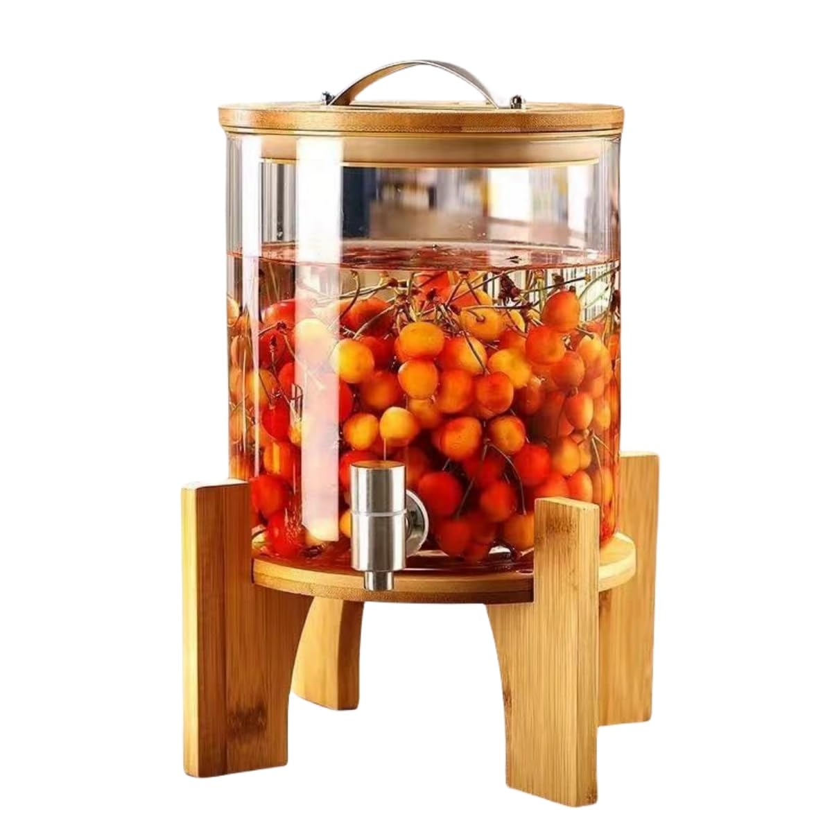 ドリンクサーバー ガラス ガラス ジュース飲料水タンク ガラス ジャグ タンク ジュース缶冷水筒 ガラス貯蔵タンク 大容量 蛇口付き 耐熱性 お手入れ簡単 プラムワイン ビール貯蔵容器 密閉 家庭用 商業用 (5L/7.5L/10L)( ベース付き/ベースなし)