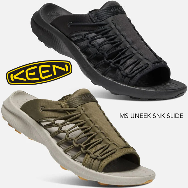 方則取扱もの Keen キーン Ms Uneek Snk Slide メンズ ユニーク スニーク 滑り メンズ シューズ スニーカー 速乾 ぱさぱさ サンダル 26cm 27cm 28cm 黒いこと 無法者 オリーブ カーキ ミニマルにアップデートしたスライドスニーカー Maxtrummer Edu Co