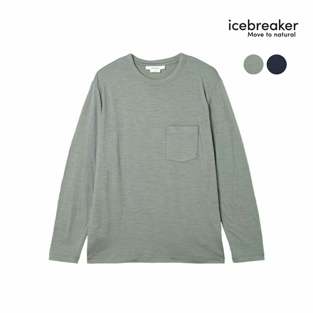 ［Icebreaker]長袖カットソー 保温 ネイビー　M メリノウール　レディ 公式・アウトレット】メリノ ワッフル ロングスリーブ