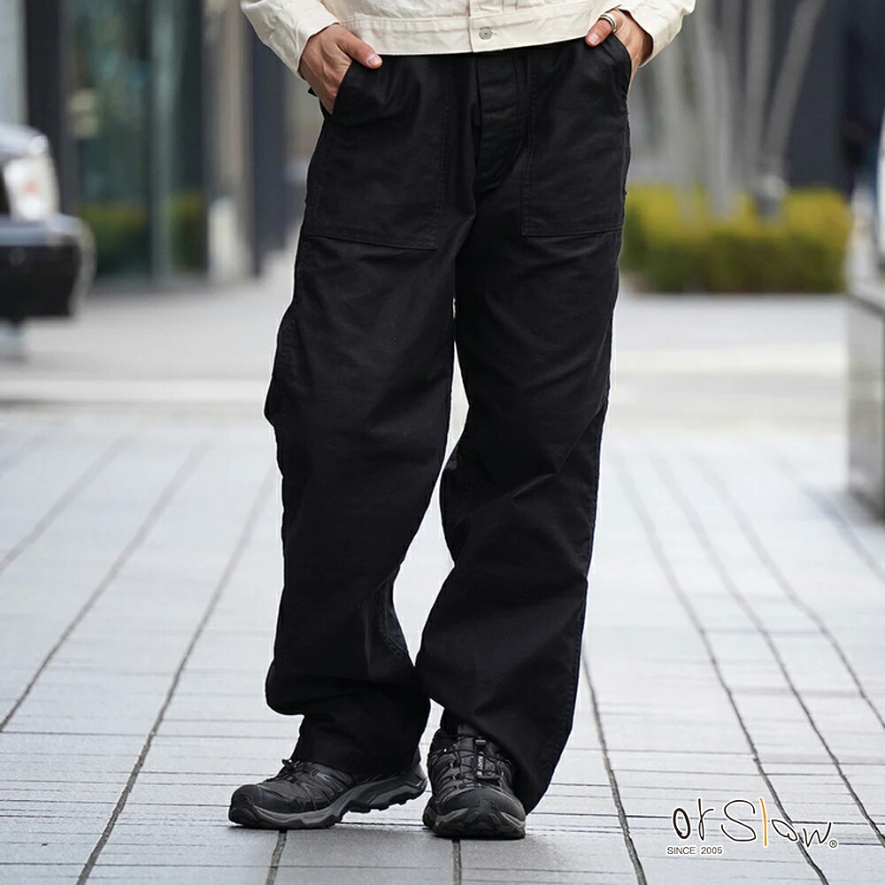 オアスロウ ワイドパンツ メンズ US アーミー ファティーグ パンツ レギュラーフィット ブラック orSlow 01-5002-J61 正規取扱品