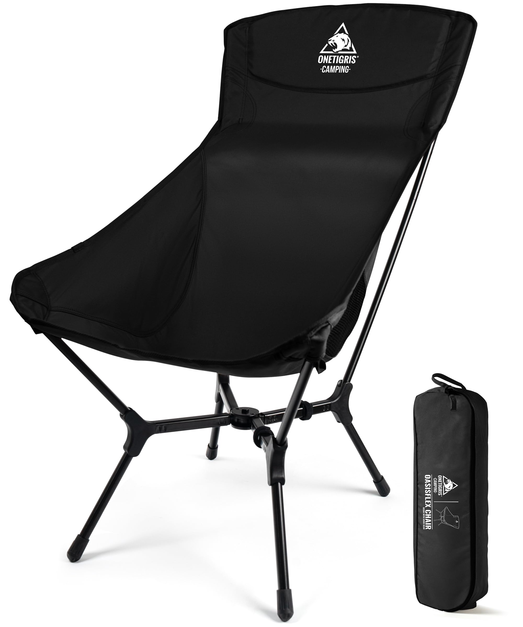 OneTigris OASISFLEX ハイバックチェア 折りたたみ難民キャンプ腰かけ 精神的な統合飾り気の無い 耐荷重150kg 軽銀一こま 軽さ 片方衣嚢あり 納める袋