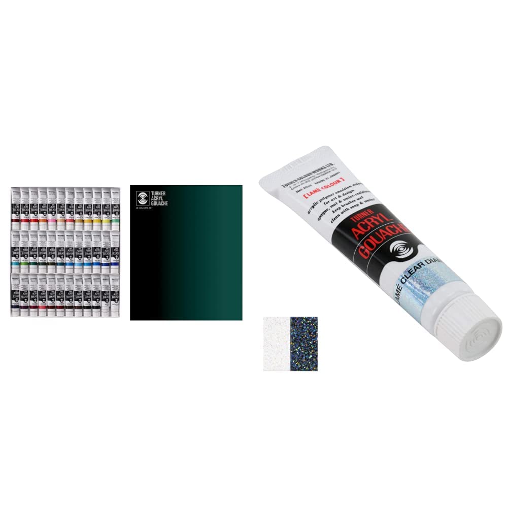 ターナー色つや アクリル樹脂ガッシュ 36色書き割り AG02036C 20ml(6号) \u0026 アクリル樹脂ガッシュ ラメクリアダイアモンド AG020222 20ml(6号)【セッ