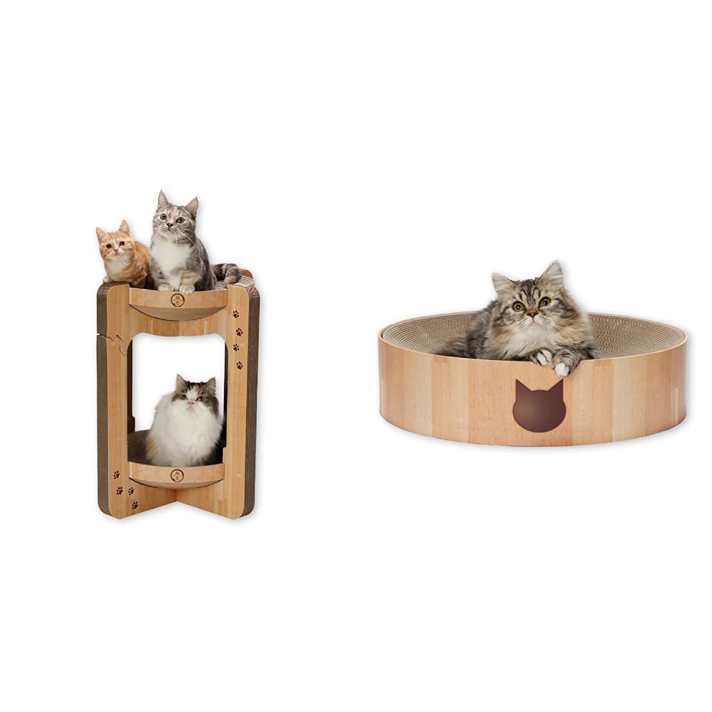 猫壱 【仕掛ける買い上げ】バリバリボウルタワー… (XL, 点火装置赤銅色) + 猫壱(necoichi) バリバリどんぶり鉢XL 点火装置赤銅色