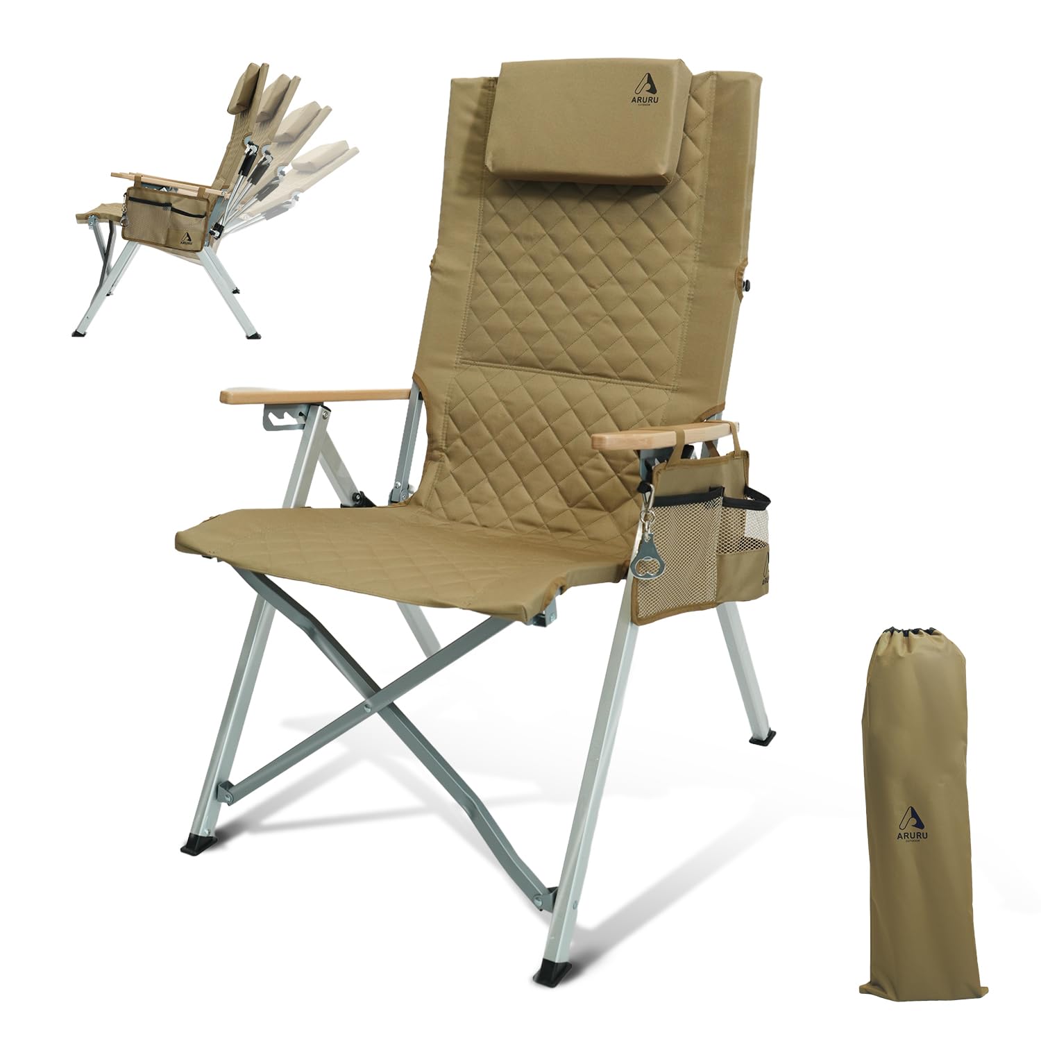 【送料無料】キャンプ 椅子 リクライニングチェア アウトドアチェア 4段階調整 【耐荷重150kg】 ハイバック ヘッドレスト付（腰当て兼用｜Sora Value 8,950円
