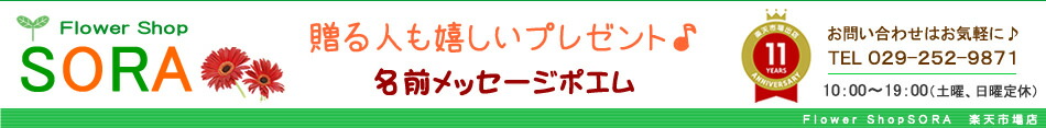 名前メッセージポエム「SORA」:フラワーギフト SORA/お名前の詩/プリザーブドフラワー/贈り物