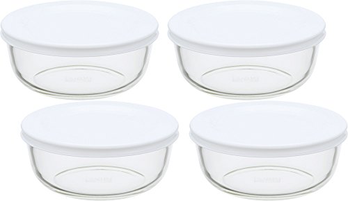 iwaki(イワキ) 耐熱ガラス 保存容器 S 400ml ×4個セット ごはん 1膳 パックぼうる KBC4140-W1 ホワイト 送料無料