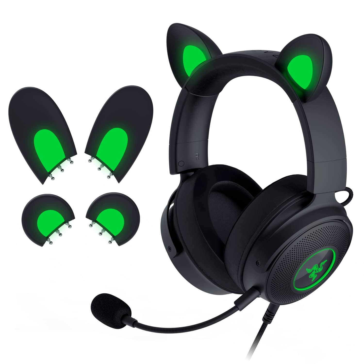 Razer レイザー Kraken Kitty V2 Pro Black ネコ/クマ/ウサギのイヤーデザインに交換可能な有線 ゲーミング 送料無料