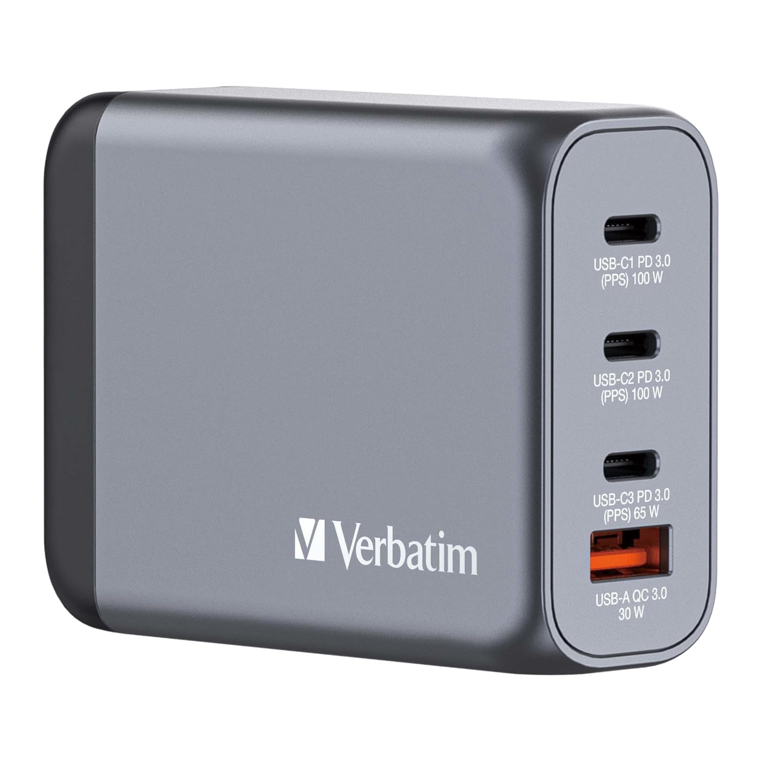 Verbatim(バーベイタム) PD100W対応 【海外使用対応】 チャージャー AC充電器 USB x4ポート装備 (USB-C x 送料無料