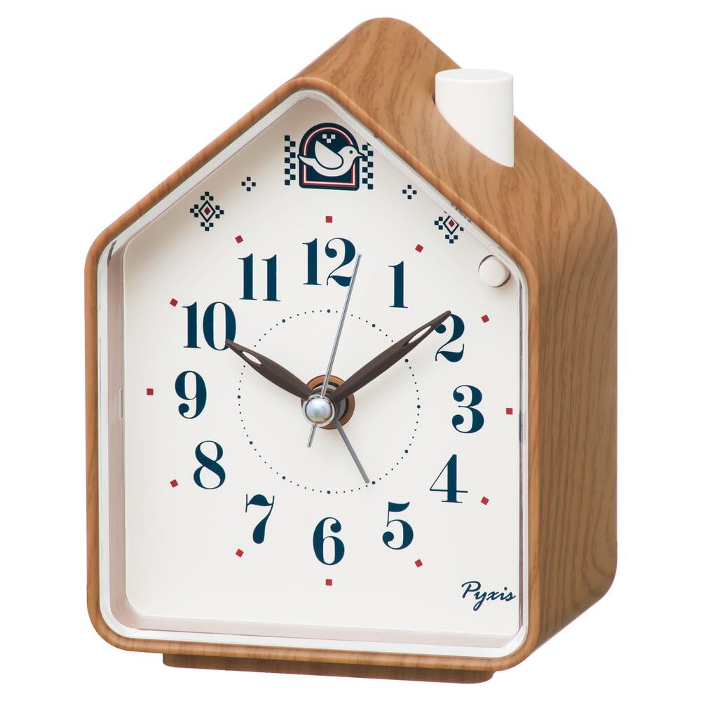 セイコークロック(Seiko Clock) 目覚まし時計 置き時計 アナログ 茶木目 110×86×63mm PYXIS ピクシス NR 送料無料