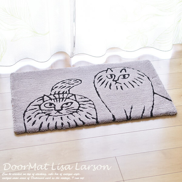 玄関マット スティッカンとシグリット 50×80cm リサラーソン 動物 マット ねこ 猫 LISA LARSON 日本製 キャラクター 室内 マット かわいい アスワン QB1468-92|soraciel