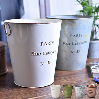 アンティーク調雑貨　ブリキ　ゴミ箱　バケツ　蓋付き アンティーク調ブリキバケツ風ゴミ箱 Seaux アンティーク風