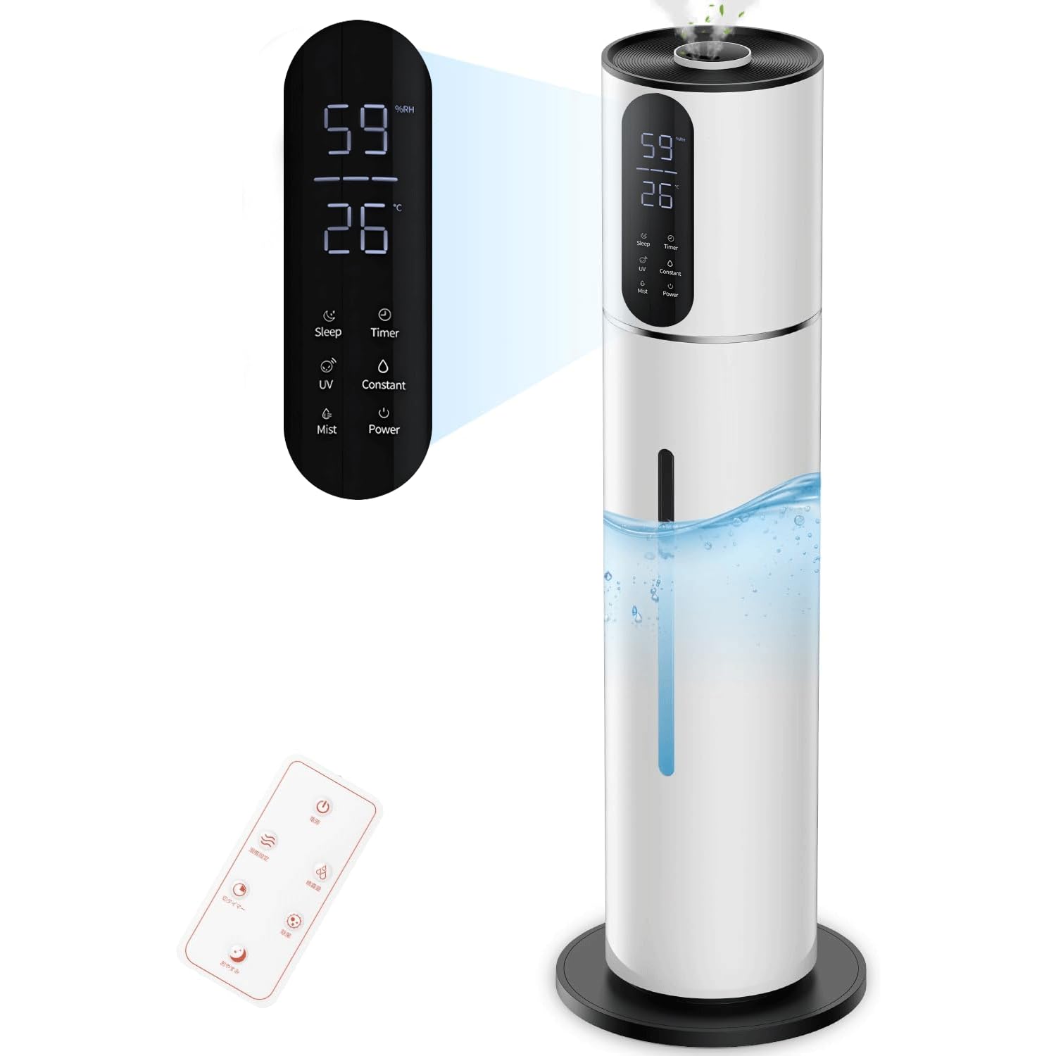 加湿器 大容量 超音波式 タワー【新モデル&4重除菌&知能恒湿】加湿器. アロマ対応 保湿 上から給水 静音 寝室/リビング/業務用 60畳