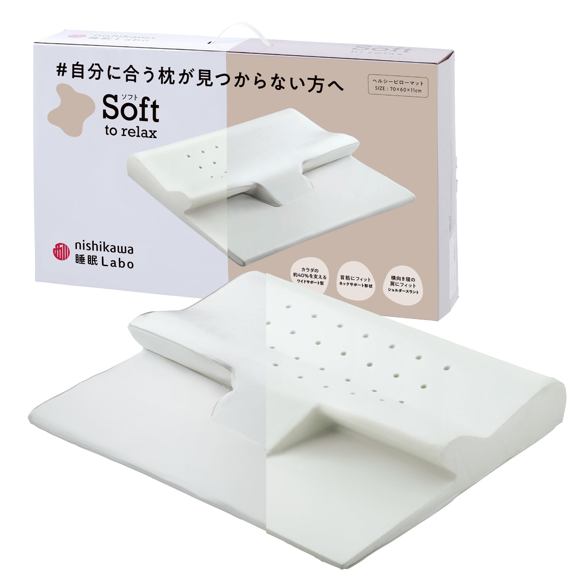 枕 ヘルシーピローマット 低反発 首から背中まで 体の約40%を支える 西川睡眠ラボ ソフト もっちもち しっとり優しい 洗える
