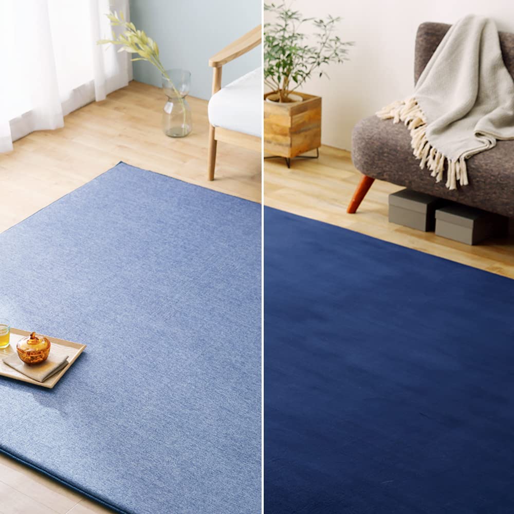 【リバーシブルでオールシーズン快適】 夏用ラグ 接触冷感 185&times;240 ラ?クッションラグ リバーシブル 撥水加工 滑り止めシート付 ひんや｜空筆店