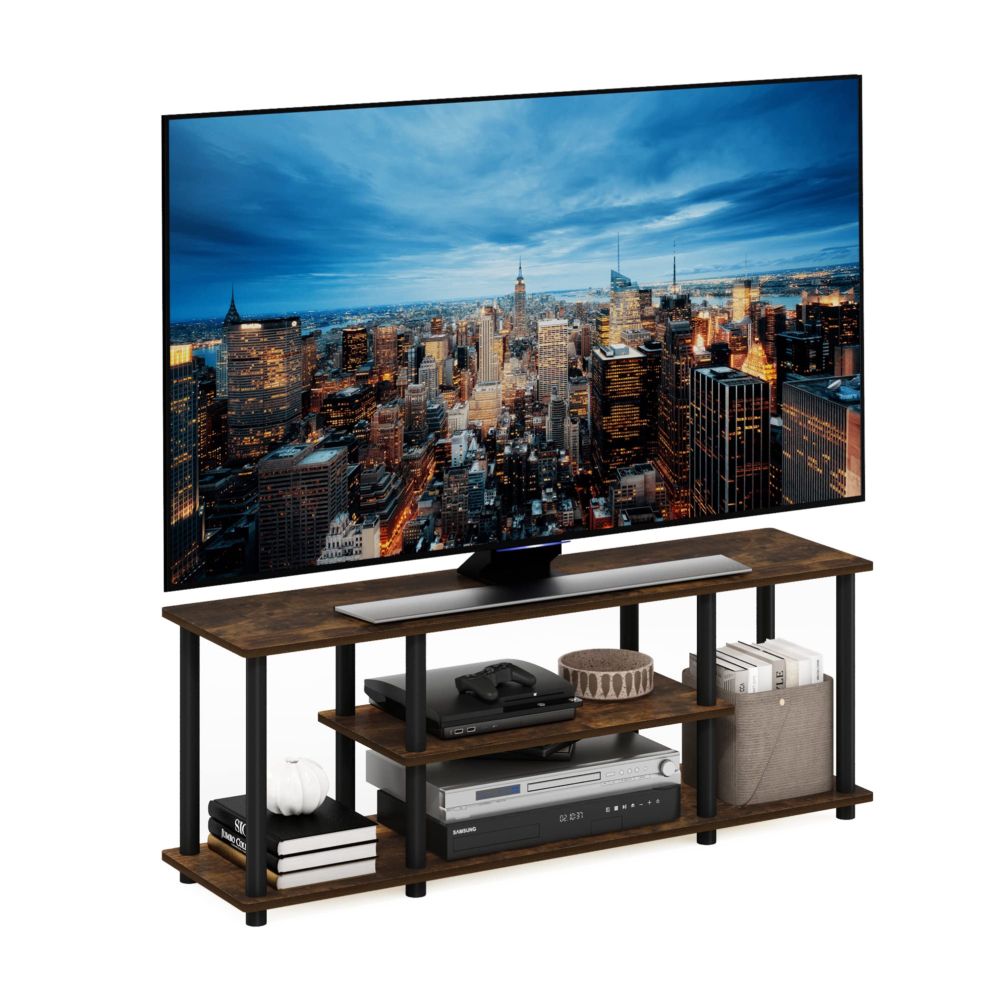 フリノ() ワイドテレビ台 50型テレビ対応 エンターテイメント/メディア収納 アンバーパイン/ブラック Turn-N-Tube 幅111×奥行30×高さ4
