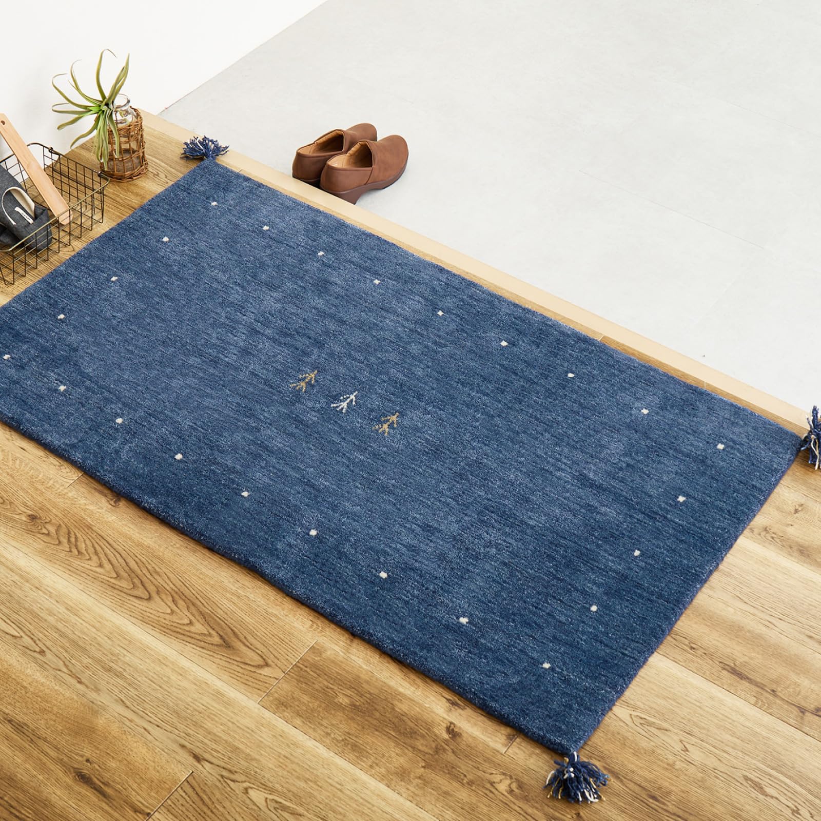 ギャッベ 部屋の入り口つや消し 室内  BUFF L18 約45×75糎 羊毛 絨毛 手織り 春夏秋冬用
