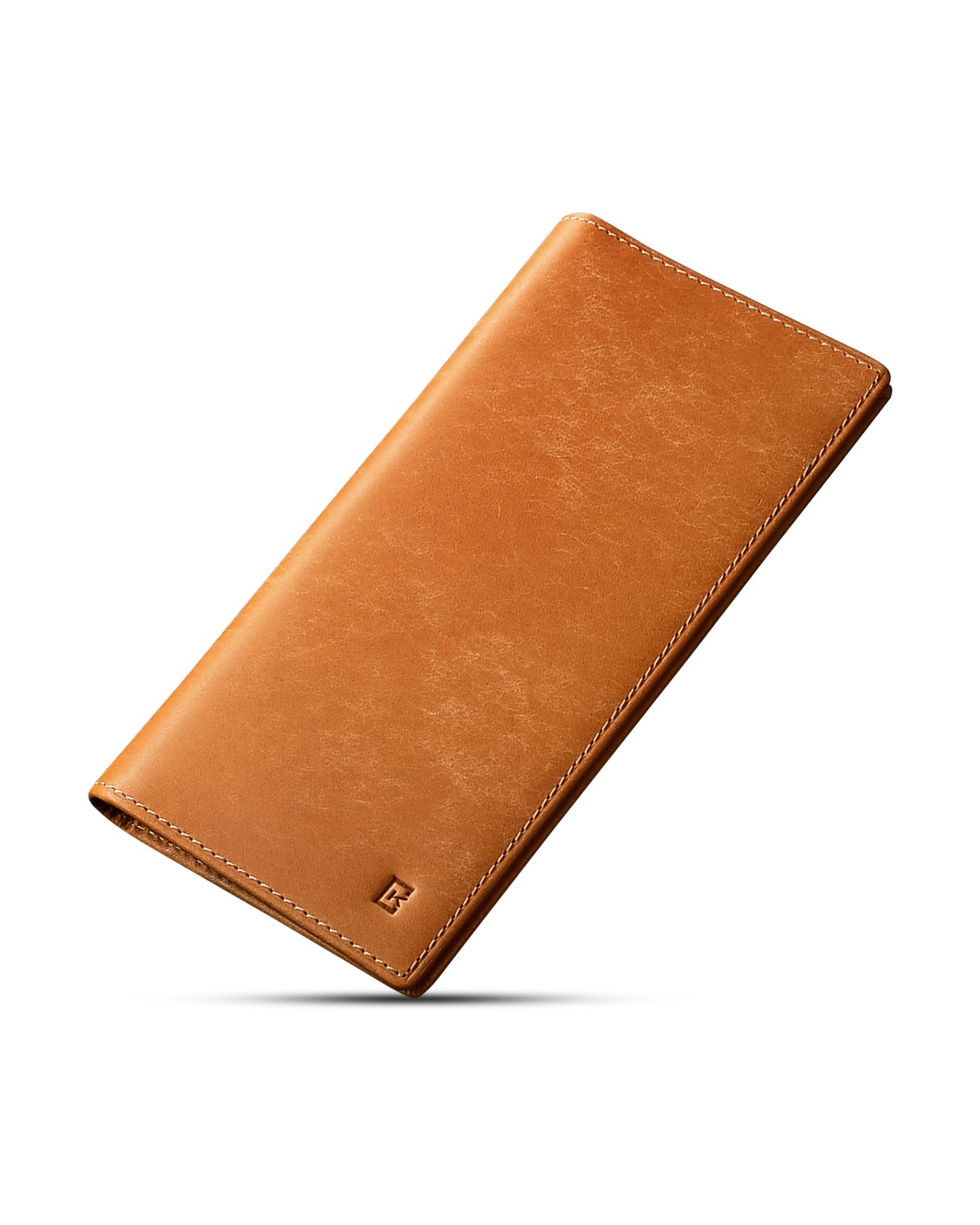 財布 メンズ 長財布 プエブロレザー 本革 小銭入れなし 薄型 18cm 縦型カード収納 長札入れ 軽い ビズネス ギフト (柑子色)