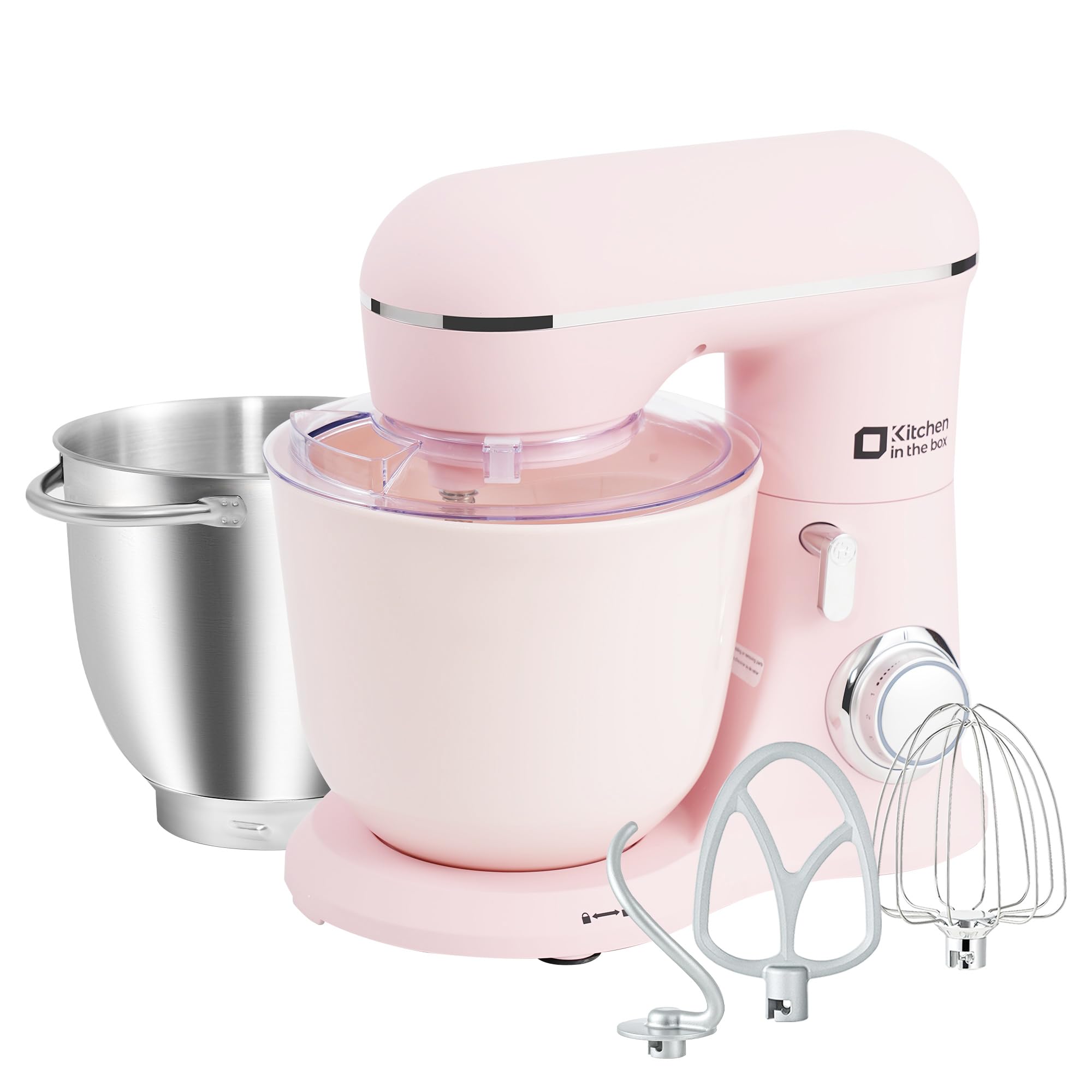 【送料無料】Kitchen in the box スタンドミキサー 4.5L+5Lダブルボウル 大容量 卓上ミキサー 10段階スピード調節 3種類アタッチメント|空筆店