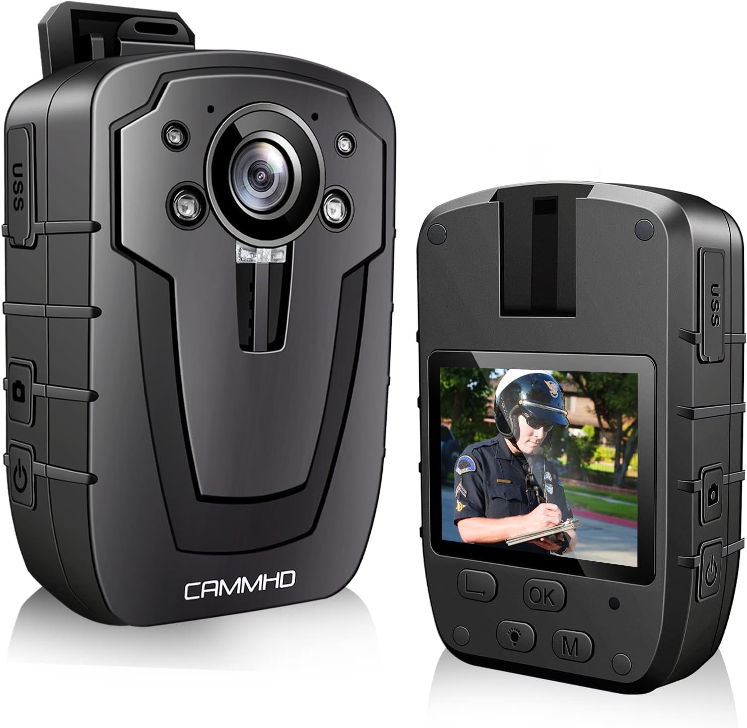 【送料無料】CAMMHD 2K ボディカメラC8-128G 4000mAh 連続使用12-16時間 1296P警察ボディカム IP67防水 夜視 170°広角法執行ウェアラブ|空筆店