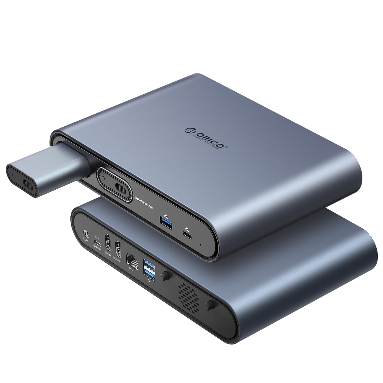 【送料無料】ORICO 10-in-1 USB-C ドッキングステーション、デュアル M.2 NVMe/SATA SSD ドライブベイ、10Gbps USB-C および USB-A、デ|空筆店
