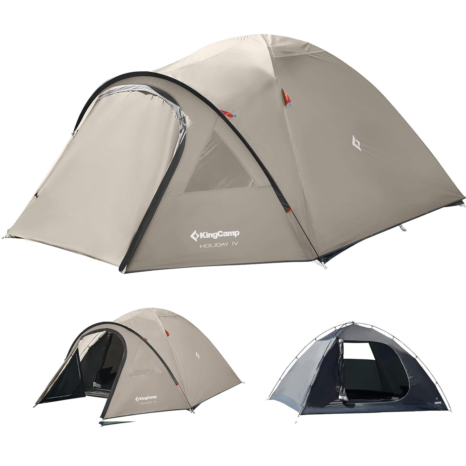 【送料無料】KingCamp ドームテント ツーリングドーム 3-4人用 大空間 幅310cm 自立式 通気 防水 軽量 広い前室 リビングルーム付き ソ|空筆店