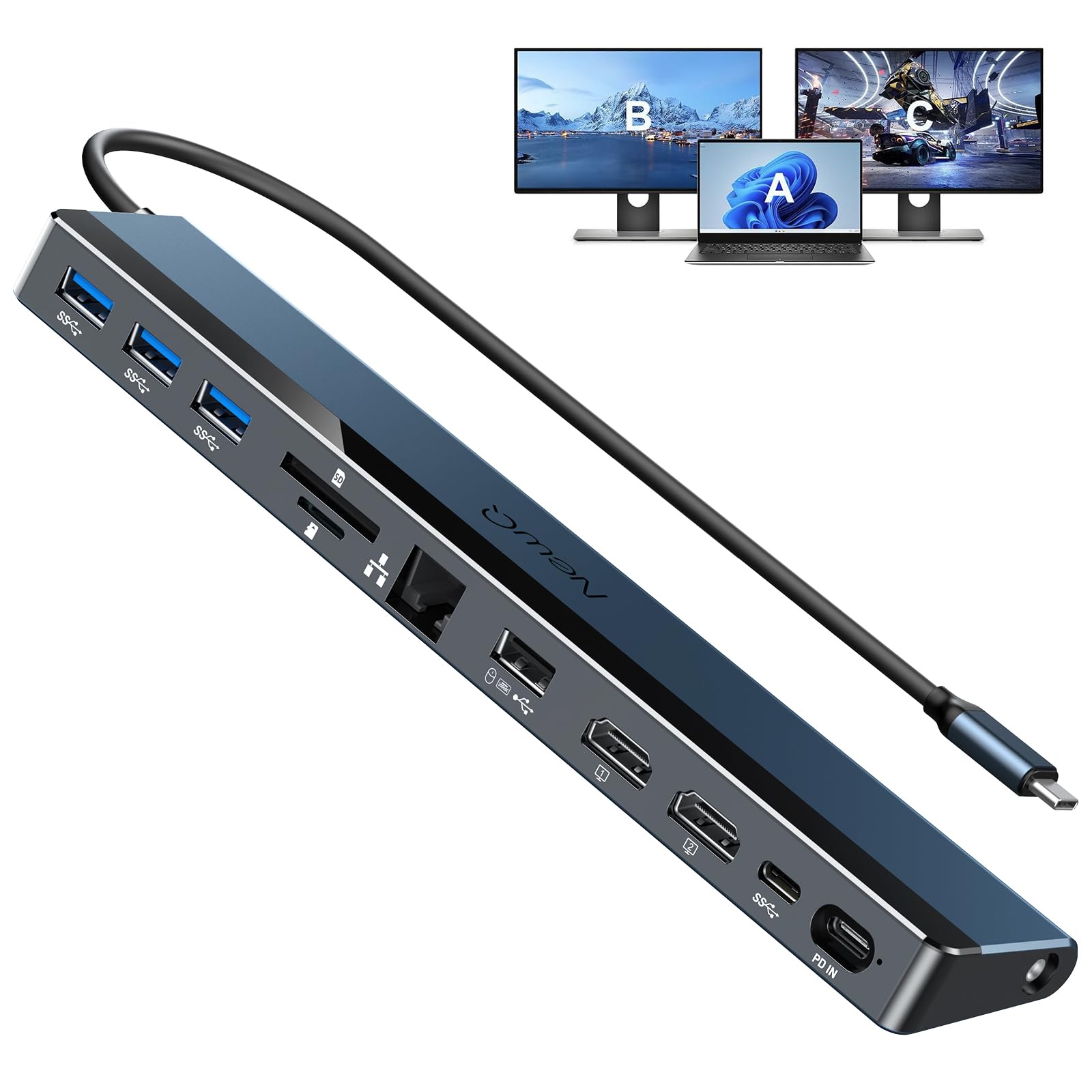 【送料無料】【10％OFFクーポン配布中】ドッキングステーション hdmi 2つ 4k: NewQ 12 in 1 TypeC ハブ ラップトップ ドッキングステー