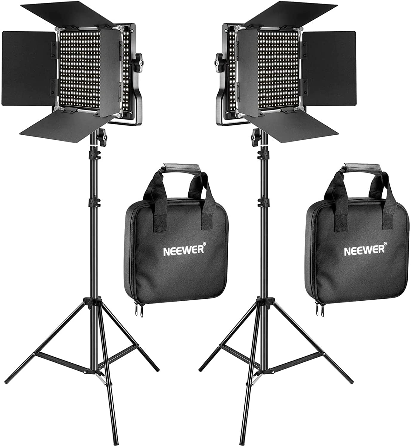 NEEWER 2パック 660 LEDビデオライトとスタンドキット 撮影用ライト 40W 高輝度 CRI96+ 3300lux/1m 3200K-5600K色温度 二色 0-100％調光｜空筆店