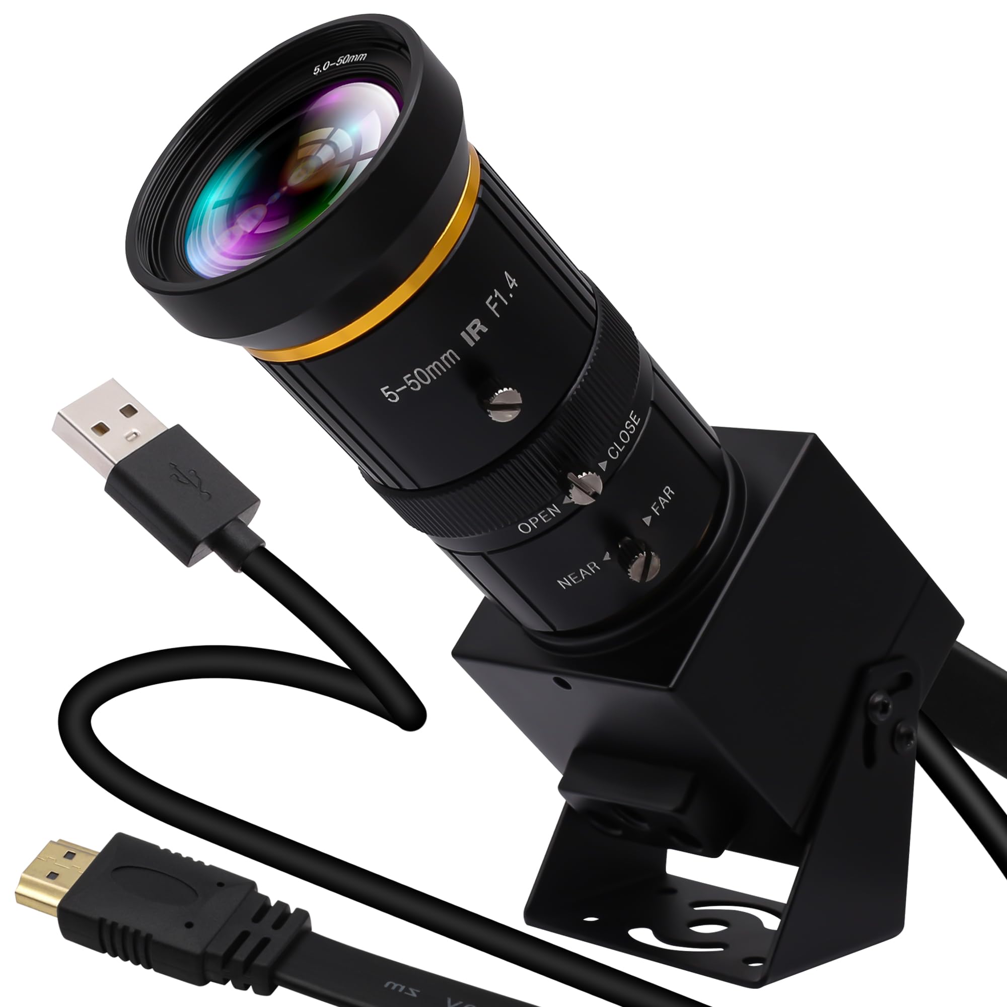 ELP HDMI カメラ 4K USB カメラ HD ストリーミング ウェブカメラ 5-50mm 望遠ズーム マニュアルレンズ付き 産業用カメラ CS マウント 10|空筆店