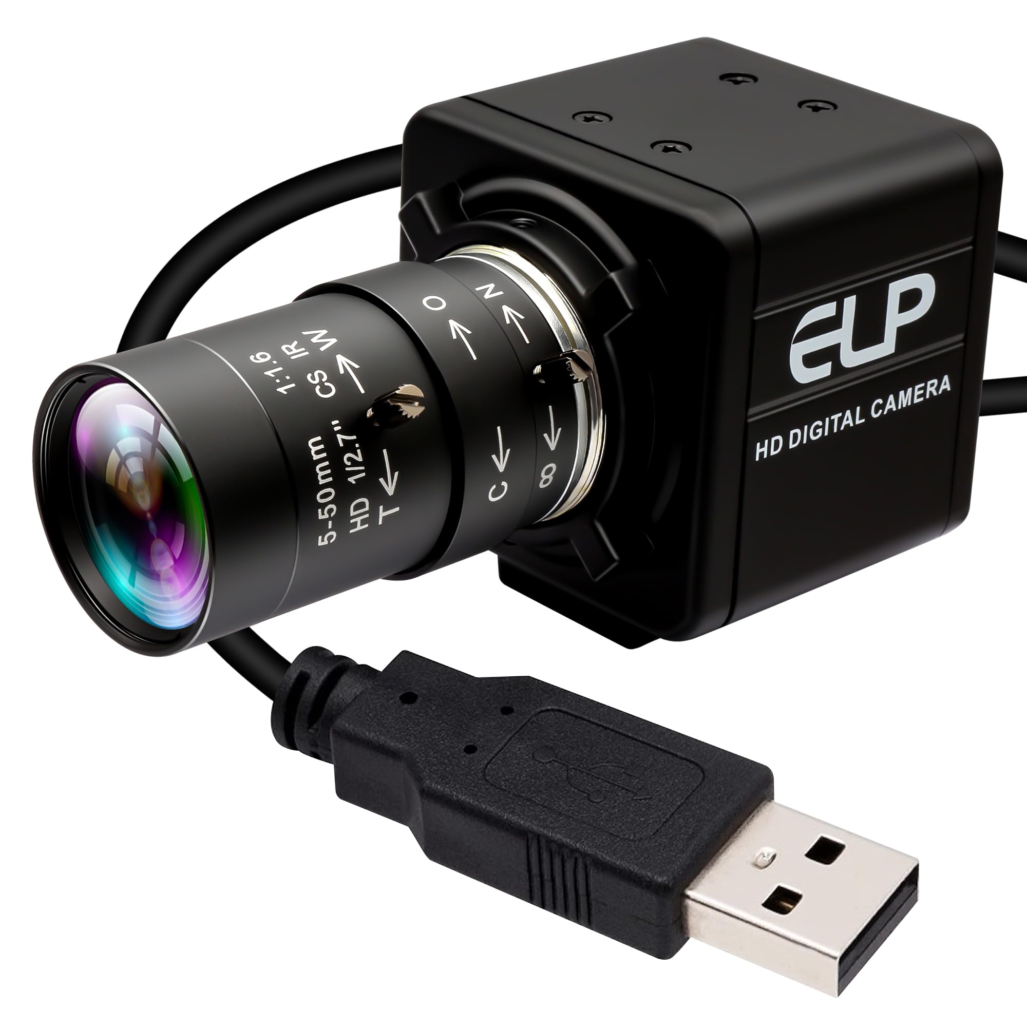 ELP USBカメラ 1080P 60fps 高速3Dプリンターウェブカメラ 10倍光学マニュアルクローズアップCSマウントレンズ付き Lightburn PCコンピ｜空筆店