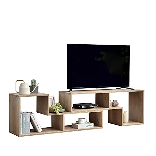 【クーポンで10％OFF】【送料無料】Vanlent テレビ台 ローボード 伸縮幅1050?2100mm コーナー 角度調整 32?62V型対応 簡単組立 (ナチュ