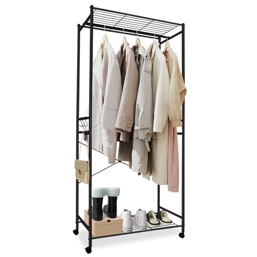 【クーポンで10％OFF！！】【送料無料】fusehome ハンガーラック おしゃれ 服ラック 頑丈 衣類ラック キャスター付き スリム 幅79.5×奥