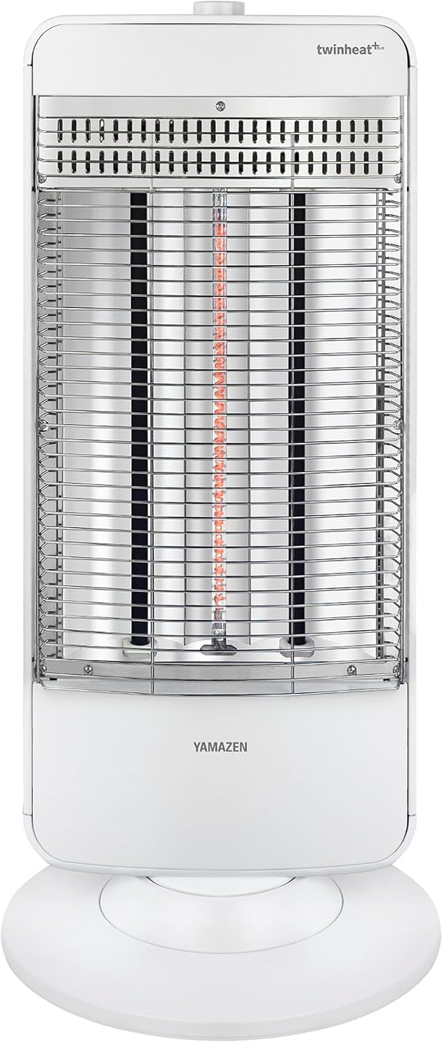 速暖 カーボンヒーター + 遠赤外線 シーズヒーター 搭載 ツインヒートプラス (1200W/750W/300W 3段階切替) 自動首振り機能付 ホワイト D
